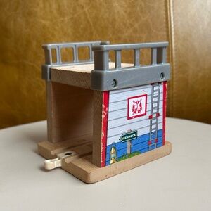 Wooden Train Tunnel/Bridge with Gray Railings